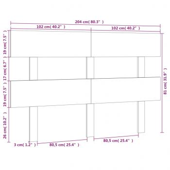 Kopfteil Grau 204x3x81 cm Massivholz Kiefer