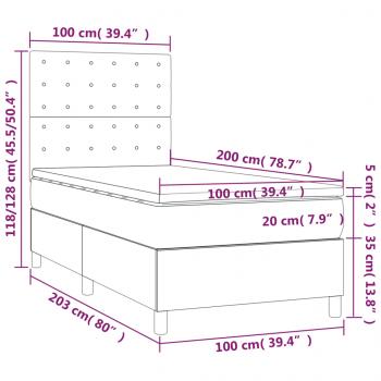 Boxspringbett mit Matratze Blau 100x200 cm Stoff