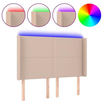 LED Kopfteil Cappuccino-Braun 147x16x118/128cm Kunstleder