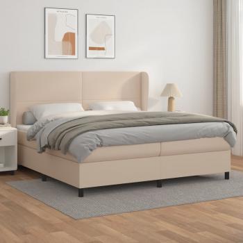 ARDEBO.de - Boxspringbett Matratze Cappuccino-Braun 200x200cm Kunstleder