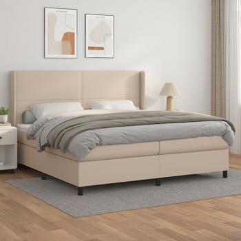 ARDEBO.de - Boxspringbett Matratze Cappuccino-Braun 200x200cm Kunstleder