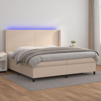 ARDEBO.de - Boxspringbett mit Matratze & LED Cappuccino-Braun 200x200cm