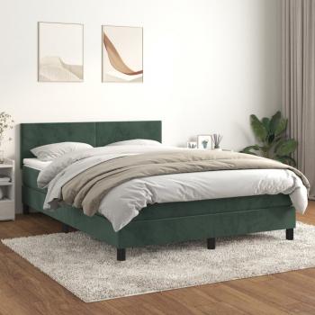 ARDEBO.de - Boxspringbett mit Matratze Dunkelgrün 140x190 cm Samt