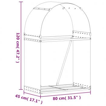 Kaminholzunterstand Grün 80x45x120 cm Verzinkter Stahl