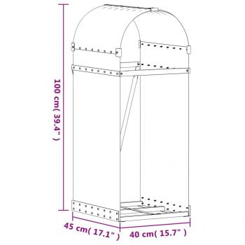 Kaminholzunterstand Hellgrau 40x45x100 cm Verzinkter Stahl