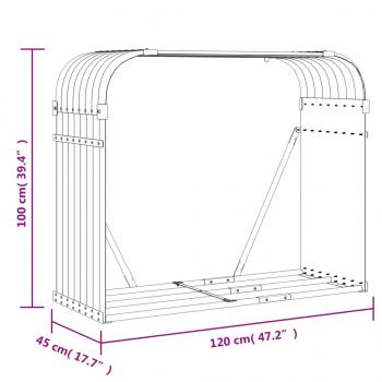 Kaminholzunterstand Hellgrau 120x45x100 cm Verzinkter Stahl