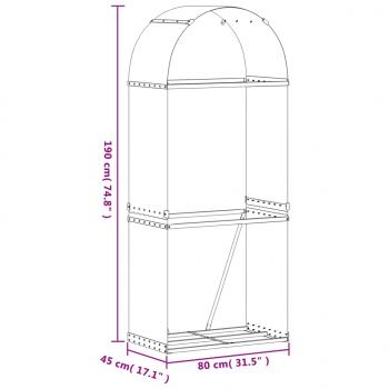 Kaminholzunterstand Braun 80x45x190 cm Verzinkter Stahl