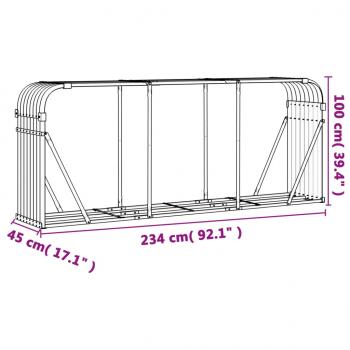 Kaminholzunterstand Hellbraun 234x45x100 cm Verzinkter Stahl