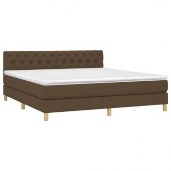 Boxspringbett mit Matratze & LED Dunkelbraun 160x200 cm Stoff