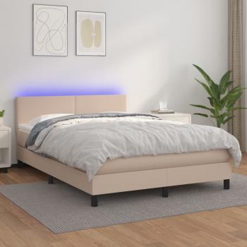 ARDEBO.de - Boxspringbett mit Matratze & LED Cappuccino-Braun 140x200cm