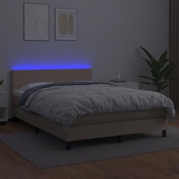 Boxspringbett mit Matratze & LED Cappuccino-Braun 140x200cm