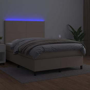 Boxspringbett mit Matratze & LED Cappuccino-Braun 140x200cm