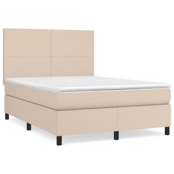 Boxspringbett Matratze Cappuccino-Braun 140x200cm Kunstleder