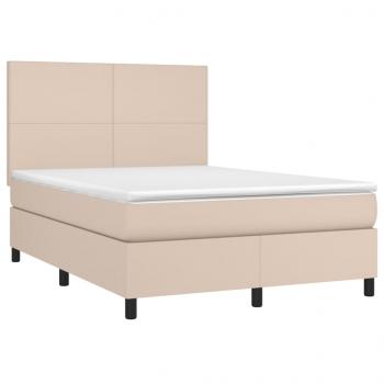 Boxspringbett Matratze Cappuccino-Braun 140x200cm Kunstleder