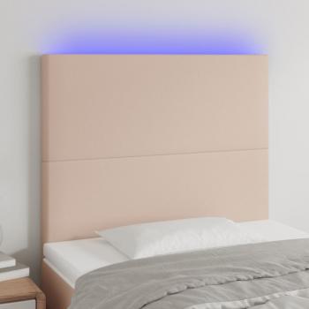 ARDEBO.de - LED Kopfteil Cappuccino-Braun 80x5x118/128 cm Kunstleder