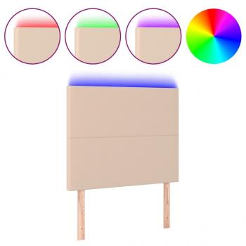 LED Kopfteil Cappuccino-Braun 80x5x118/128 cm Kunstleder