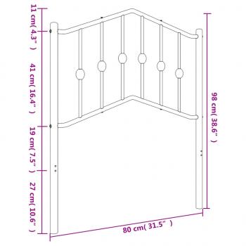 Kopfteil Metall Schwarz 75 cm