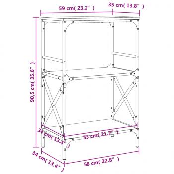 Bücherregal 3 Böden Räuchereiche 59x35x90,5 cm Holzwerkstoff