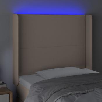 LED Kopfteil Cappuccino-Braun 103x16x118/128cm Kunstleder