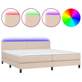 Boxspringbett mit Matratze & LED Cappuccino-Braun 200x200cm