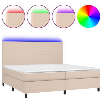 Boxspringbett mit Matratze & LED Cappuccino-Braun 200x200cm