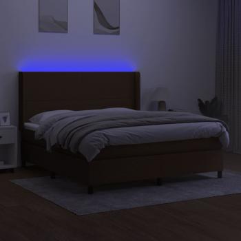 Boxspringbett mit Matratze & LED Dunkelbraun 160x200 cm Stoff