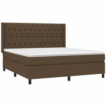 Boxspringbett mit Matratze & LED Dunkelbraun 160x200 cm Stoff