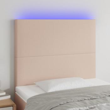 ARDEBO.de - LED Kopfteil Cappuccino-Braun 100x5x118/128cm Kunstleder