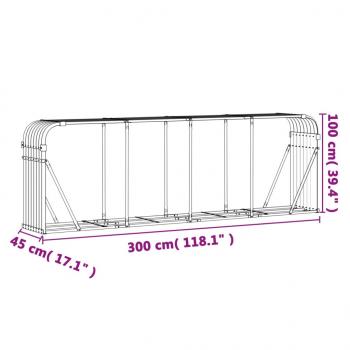 Kaminholzunterstand Grün 300x45x100 cm Verzinkter Stahl