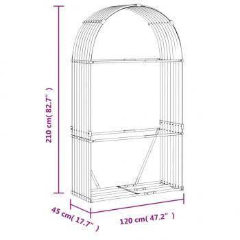 Kaminholzunterstand Silbern 120x45x210 cm Verzinkter Stahl