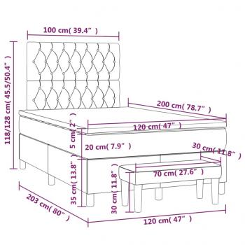 Boxspringbett mit Matratze Dunkelbraun 120x200 cm Stoff