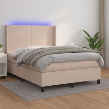 ARDEBO.de - Boxspringbett mit Matratze & LED Cappuccino-Braun 140x200cm