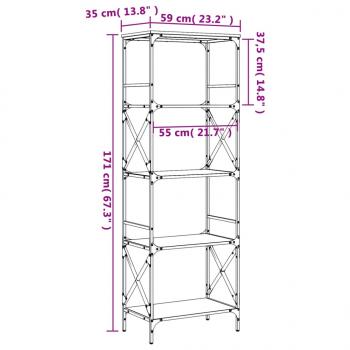 Bücherregal 5 Böden Schwarz 59x35x171 cm Holzwerkstoff