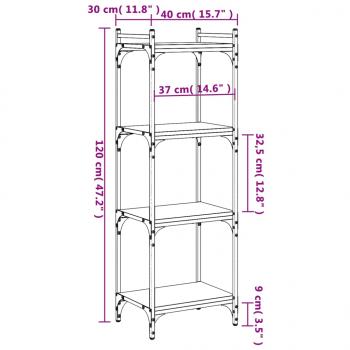 Bücherregal 4 Böden Braun Eiche-Optik 40x30x120cm Holzwerkstoff