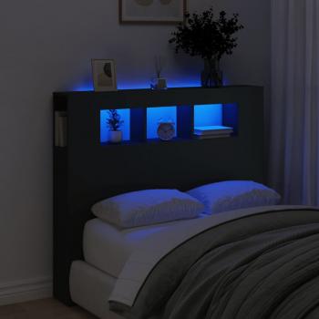 ARDEBO.de - LED-Kopfteil Schwarz 120x18,5x103,5 cm Holzwerkstoff