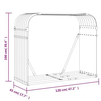 Kaminholzunterstand Grün 120x45x100 cm Verzinkter Stahl