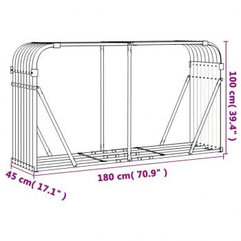 Kaminholzunterstand Braun 180x45x100 cm Verzinkter Stahl