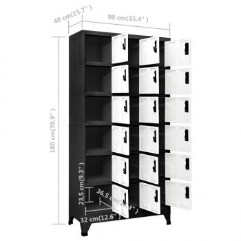 Schließfachschrank Anthrazit und Weiß 90x40x180 cm Stahl