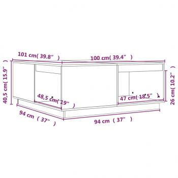 Couchtisch Schwarz 100x101x40,5 cm Massivholz Kiefer