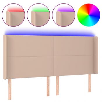 LED Kopfteil Cappuccino-Braun 183x16x118/128cm Kunstleder