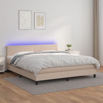 ARDEBO.de - Boxspringbett mit Matratze & LED Cappuccino-Braun 180x200cm