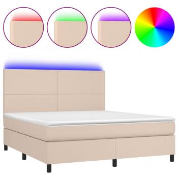 Boxspringbett mit Matratze & LED Cappuccino-Braun 180x200cm