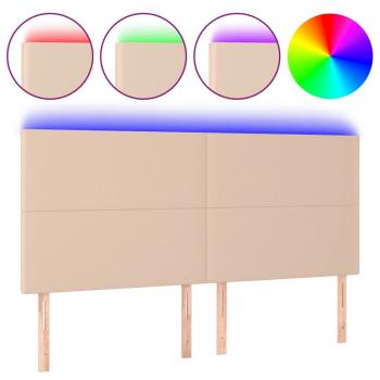 LED Kopfteil Cappuccino-Braun 180x5x118/128cm Kunstleder