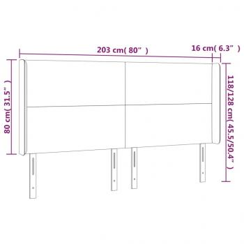 LED Kopfteil Dunkelbraun 203x16x118/128 cm Stoff