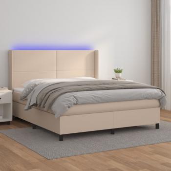 ARDEBO.de - Boxspringbett mit Matratze & LED Cappuccino-Braun 180x200cm