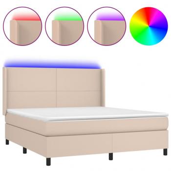 Boxspringbett mit Matratze & LED Cappuccino-Braun 180x200cm