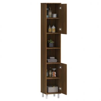 Badschrank Braun Eichen-Optik 30x30x179 cm Holzwerkstoff