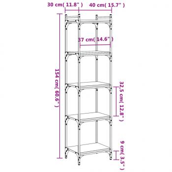 Bücherregal 5 Böden Sonoma-Eiche 40x30x154 cm Holzwerkstoff