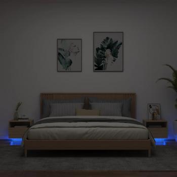 ARDEBO.de - Nachttische mit LED-Leuchten 2 Stk. Sonoma Eiche 40x39x37 cm