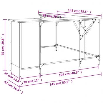 Schreibtisch Braun Eichen-Optik 141x141x75 cm Holzwerkstoff